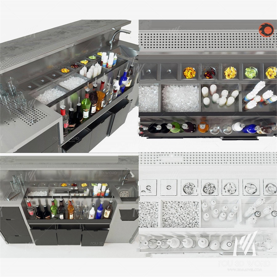 Modern water bar console 3d model